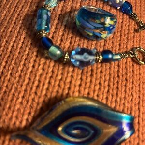 Elegant Blue Murano Glass Jewelry Set